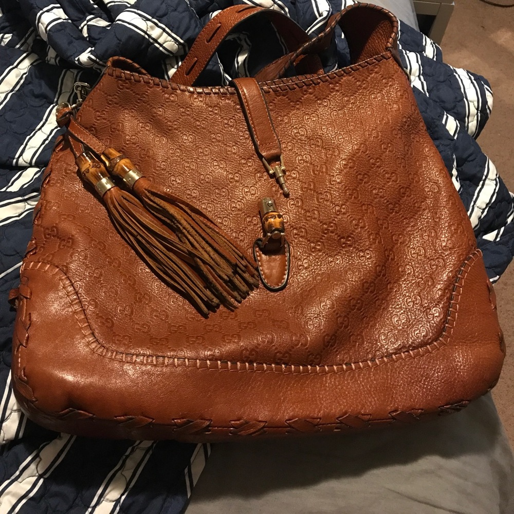 AUTHENTIC GUCCI LEATHER JACKIE BAG Large version